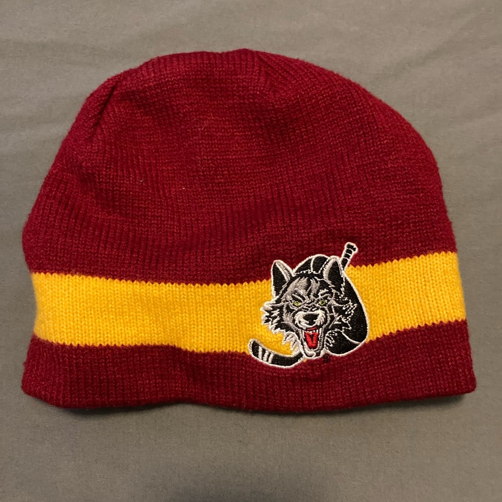 Kids Maroon and Yellow Beanie with Chicago Wolves Logo